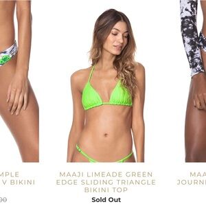 Maaji Limeade Green Edge Sliding Triangle Bikini Top size large NWT green blue